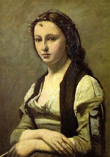 Jean Baptiste Camille  Corot Woman with a Pearl Norge oil painting art
